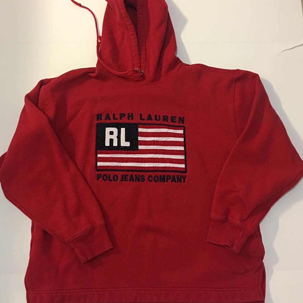 Ralph Lauren red hoodie sweatshirt sz M/L